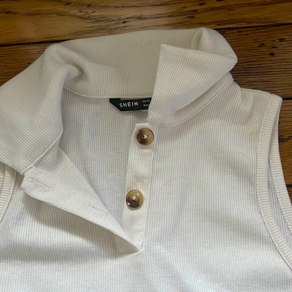 size XS white collar tank top cropped SHIEN - Picture 3 of 4